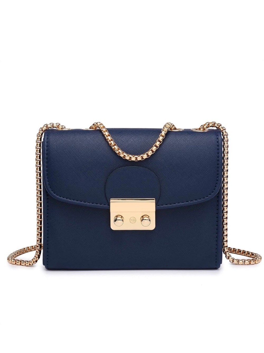 Navy Shoulder/Crossbody Bag with Gold Chain Strap